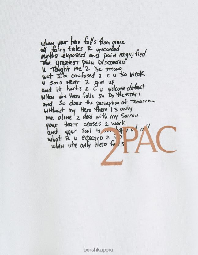 blanco Bershka hombres camiseta de manga corta con estampado tupac 806J6B2725