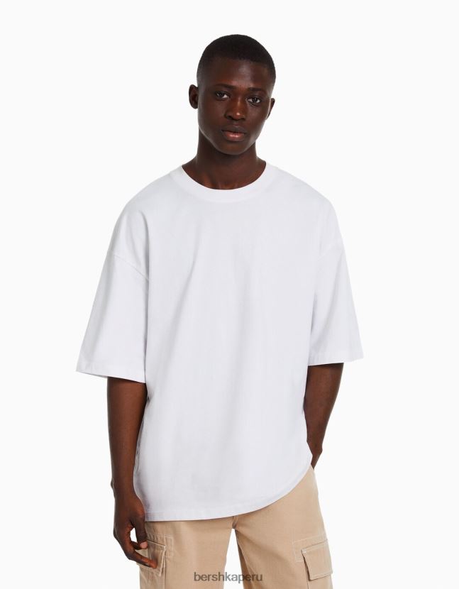 blanco Bershka hombres camiseta oversize de manga corta 806J6B2660