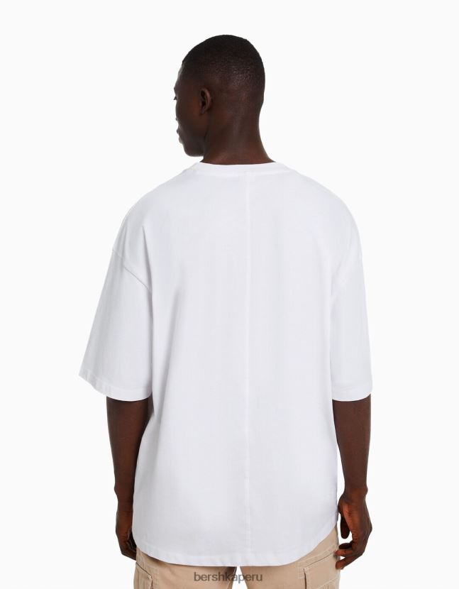 blanco Bershka hombres camiseta oversize de manga corta 806J6B2660