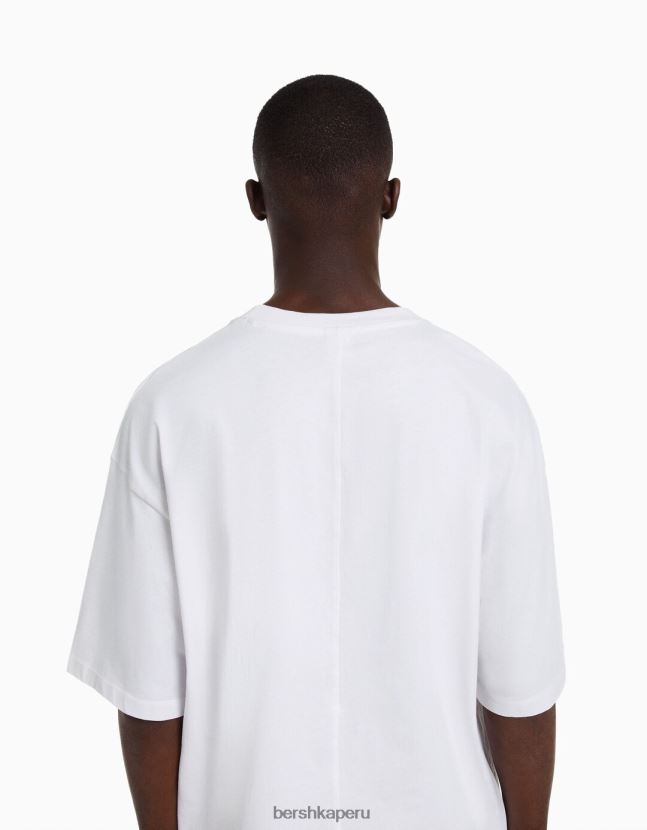 blanco Bershka hombres camiseta oversize de manga corta 806J6B2660
