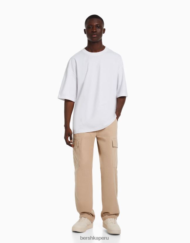 blanco Bershka hombres camiseta oversize de manga corta 806J6B2660