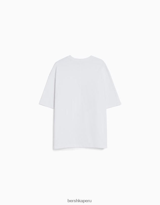 blanco Bershka hombres camiseta oversize de manga corta 806J6B2660
