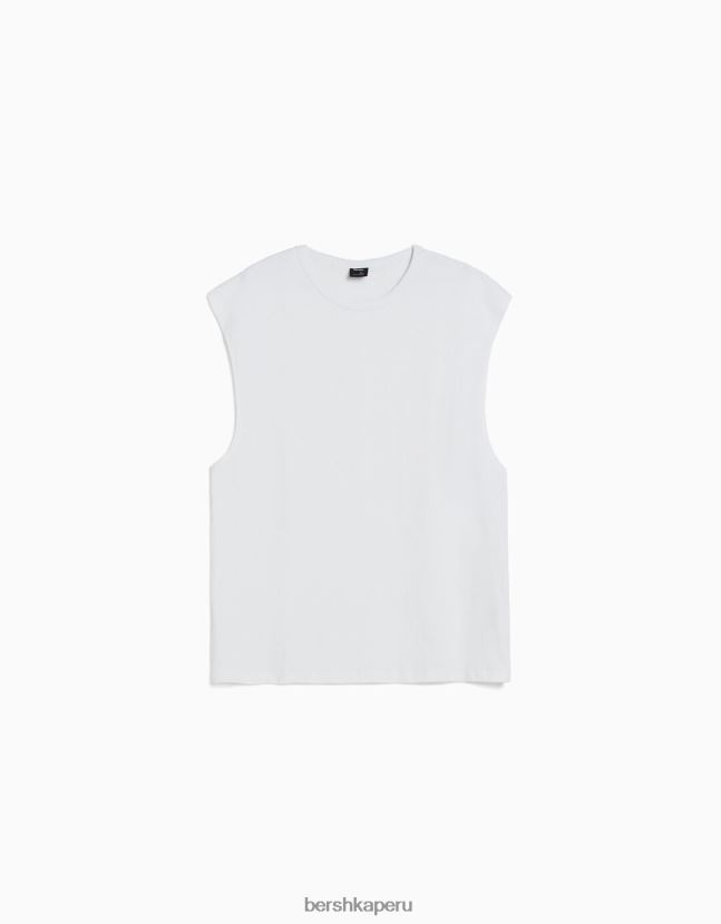 blanco Bershka hombres camiseta oversize sin mangas 806J6B2812