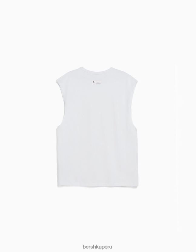 blanco Bershka hombres camiseta oversize sin mangas 806J6B2812