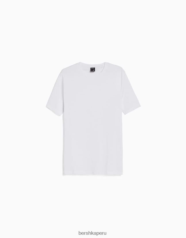 blanco Bershka hombres camiseta regular fit de manga corta 806J6B2792