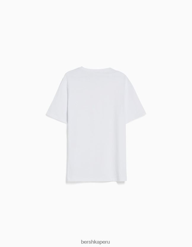blanco Bershka hombres camiseta regular fit de manga corta 806J6B2792