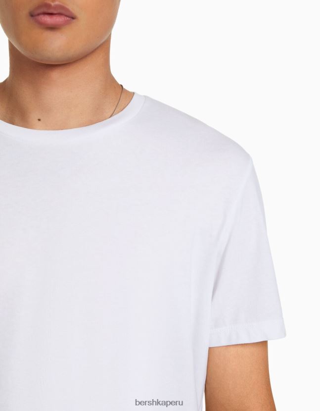 blanco Bershka hombres camiseta regular fit de manga corta 806J6B3449