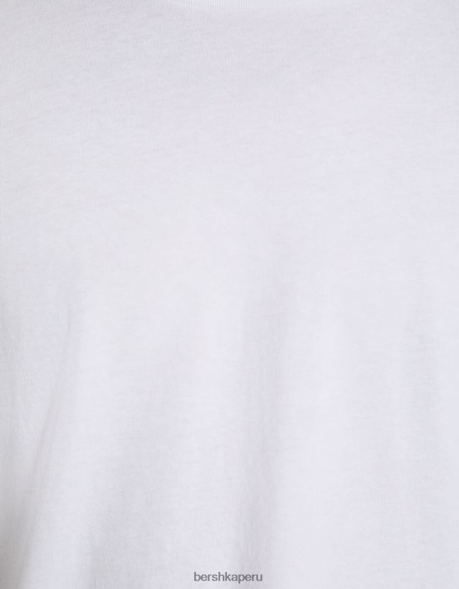 blanco Bershka hombres camiseta regular fit de manga corta 806J6B3449