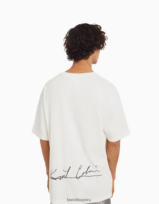 blanco Bershka hombres kurt kobain boxy fit camiseta de manga corta 806J6B2698