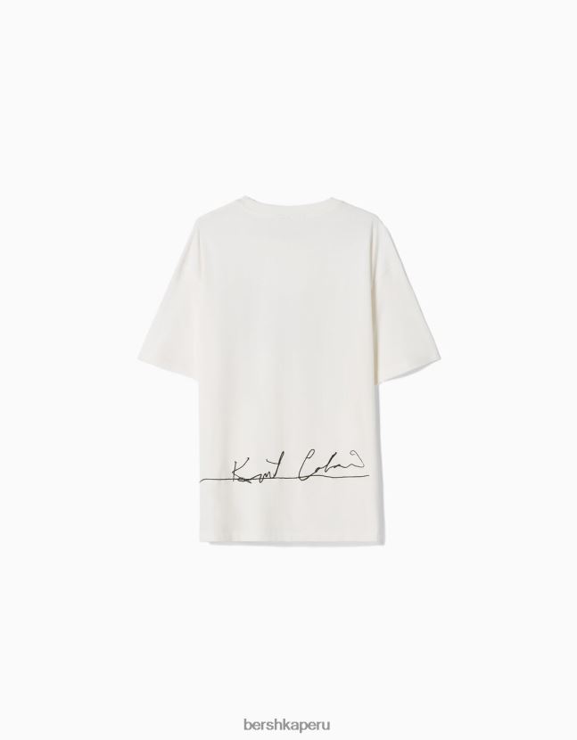 blanco Bershka hombres kurt kobain boxy fit camiseta de manga corta 806J6B2698