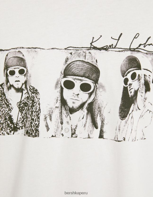 blanco Bershka hombres kurt kobain boxy fit camiseta de manga corta 806J6B2698