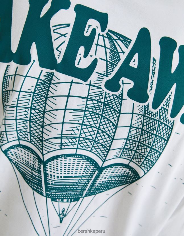 blanco Bershka hombres playera de manga corta con estampado boxy fit 806J6B2850