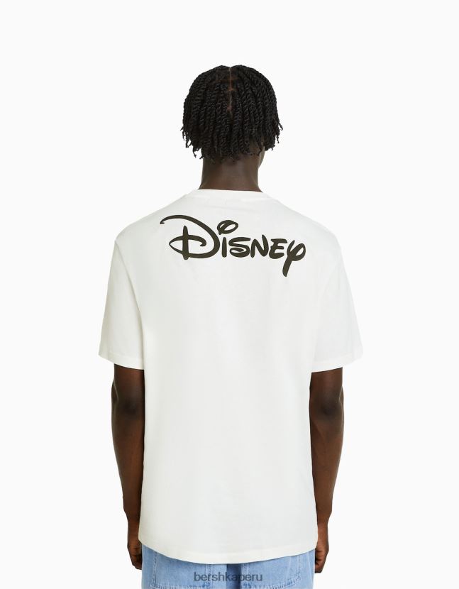 blanco Bershka hombres playera holgada con estampado de disney 806J6B2694