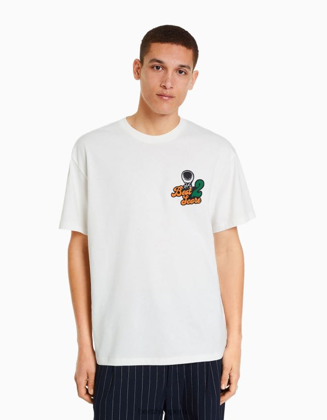 blanquecino Bershka hombres camiseta boxy fit de manga corta 806J6B2847