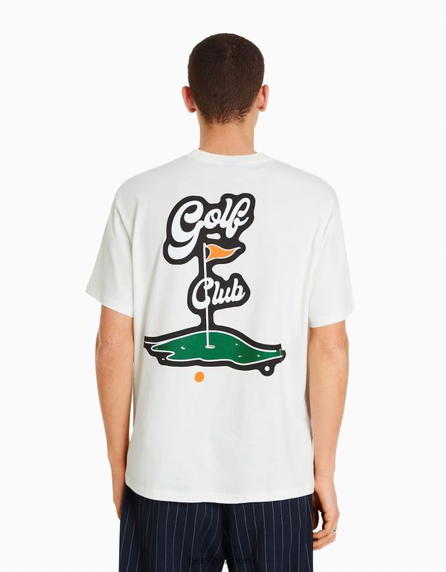 blanquecino Bershka hombres camiseta boxy fit de manga corta 806J6B2847