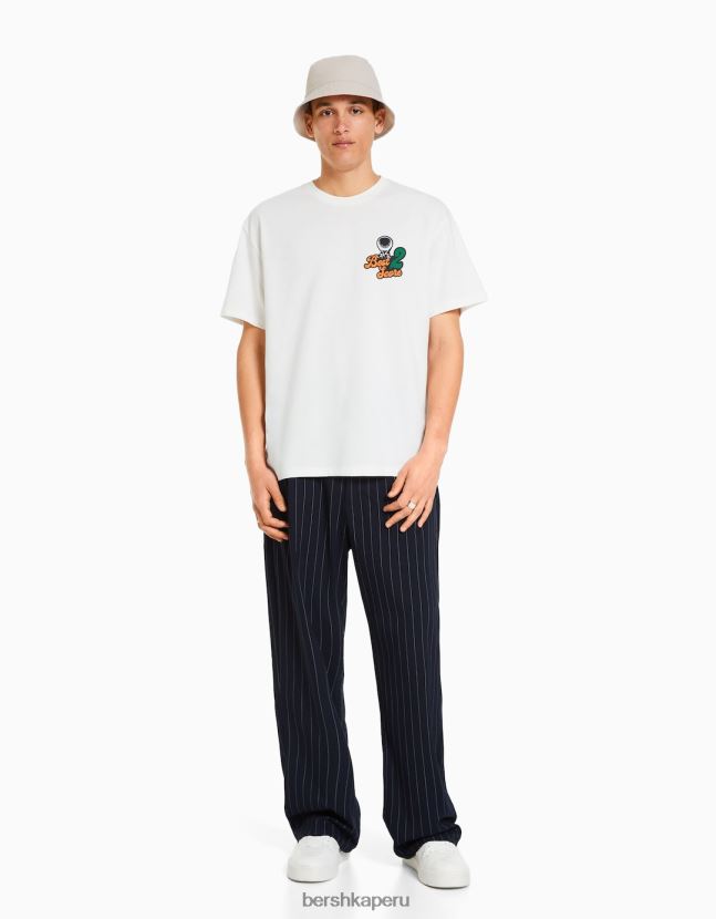 blanquecino Bershka hombres camiseta boxy fit de manga corta 806J6B2847