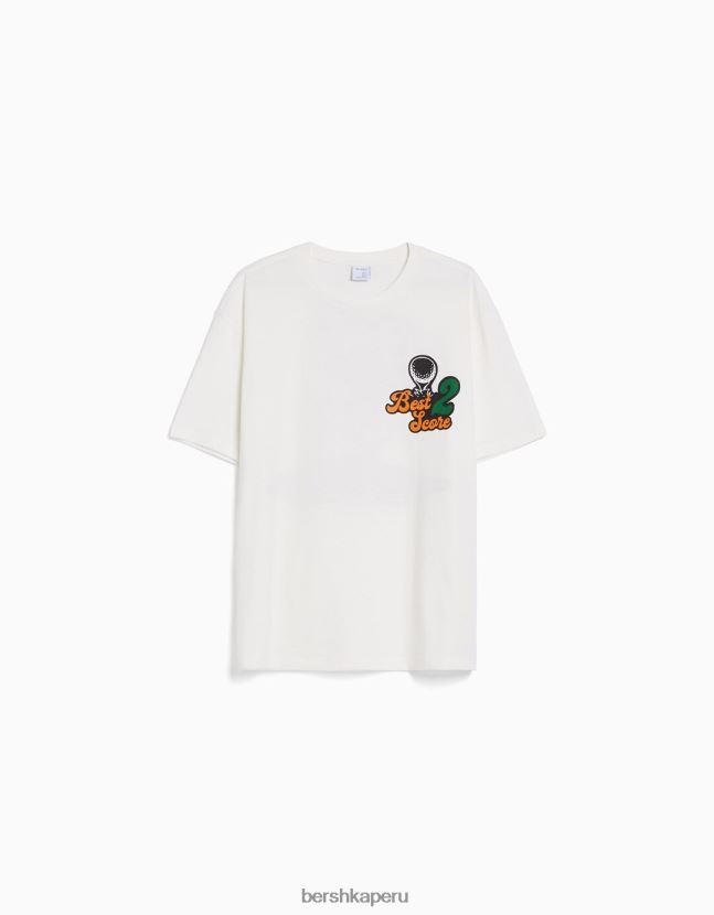 blanquecino Bershka hombres camiseta boxy fit de manga corta 806J6B2847
