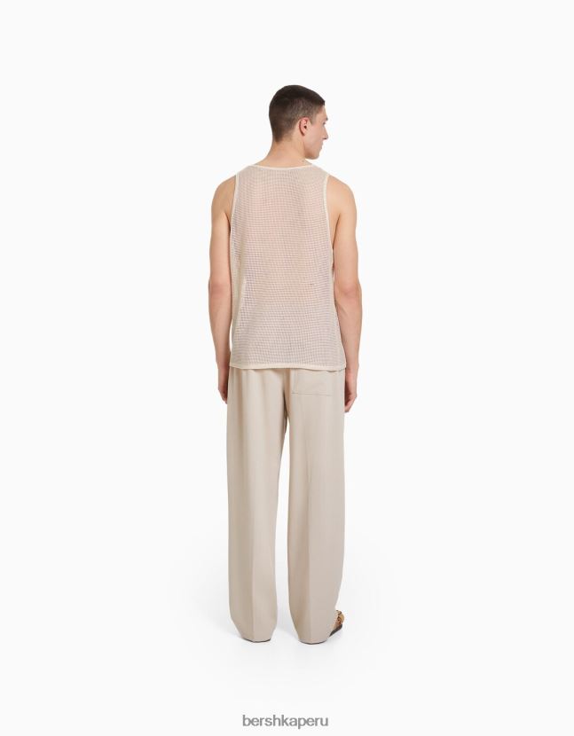 blanquecino Bershka hombres camiseta de malla rústica con tirantes 806J6B2623