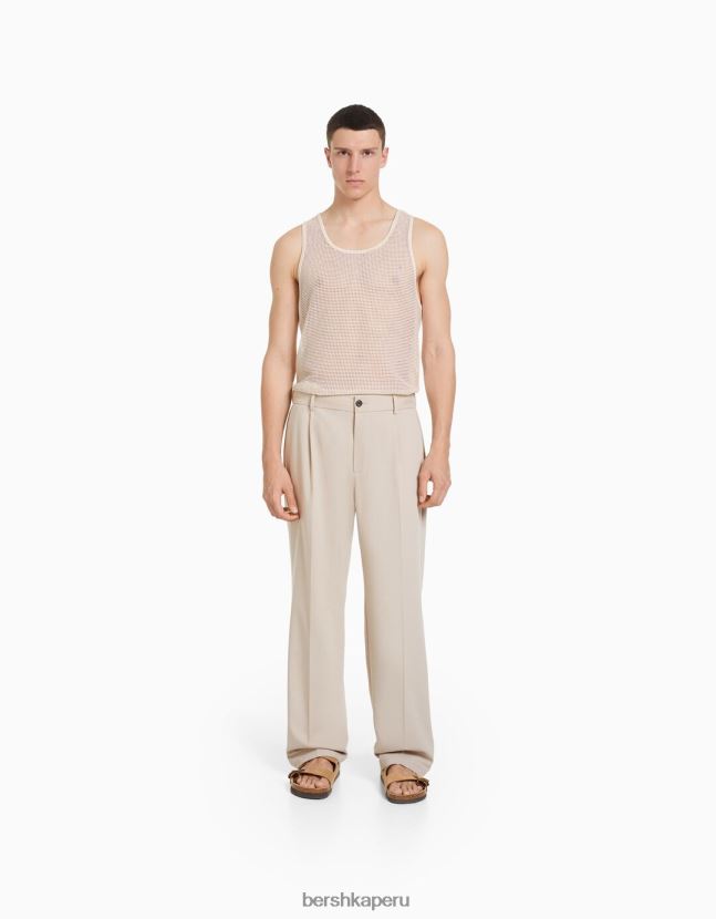 blanquecino Bershka hombres camiseta de malla rústica con tirantes 806J6B2623