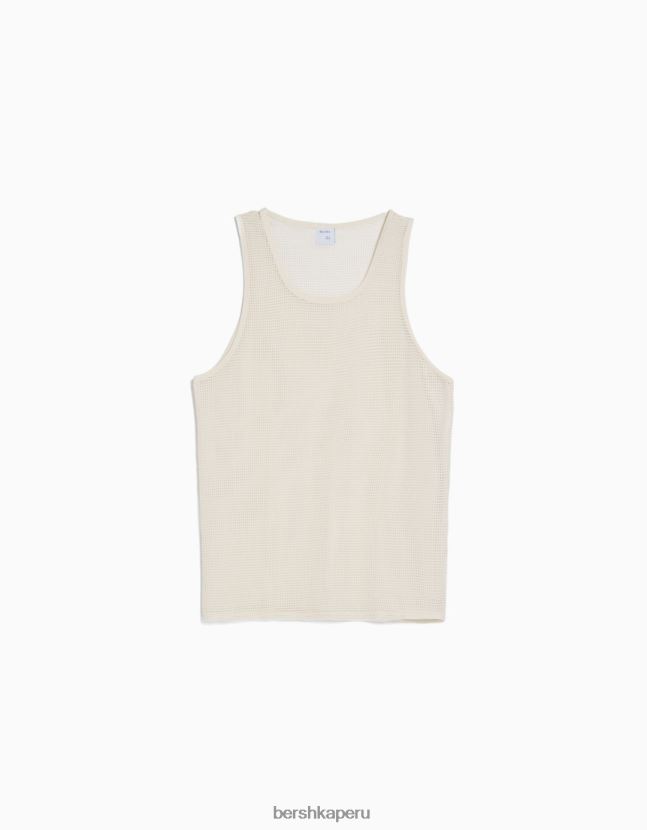 blanquecino Bershka hombres camiseta de malla rústica con tirantes 806J6B2623