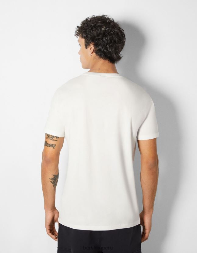 blanquecino Bershka hombres camiseta de manga corta con estampado fotográfico 806J6B2674