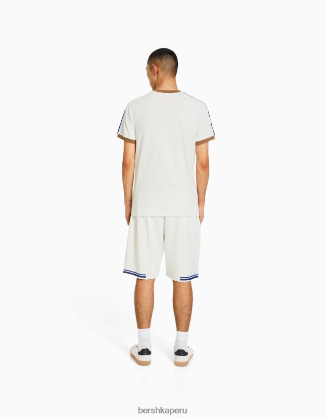 blanquecino Bershka hombres camiseta deportiva retro con mangas raglán cortas 806J6B2786