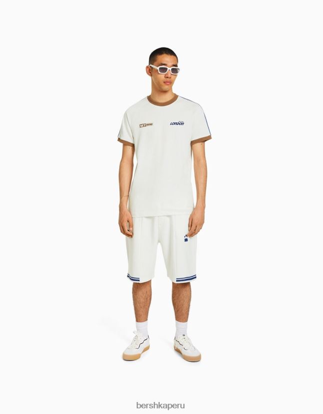 blanquecino Bershka hombres camiseta deportiva retro con mangas raglán cortas 806J6B2786