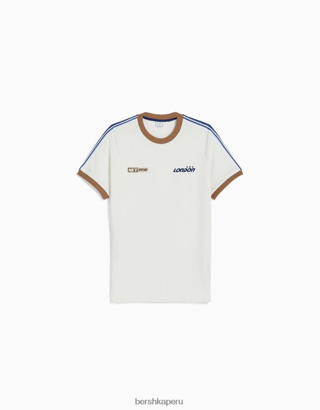 blanquecino Bershka hombres camiseta deportiva retro con mangas raglán cortas 806J6B2786