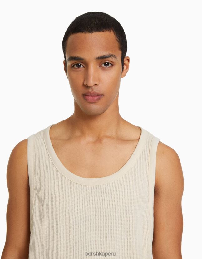 blanquecino Bershka hombres camiseta sin mangas estilo constructor 806J6B2838
