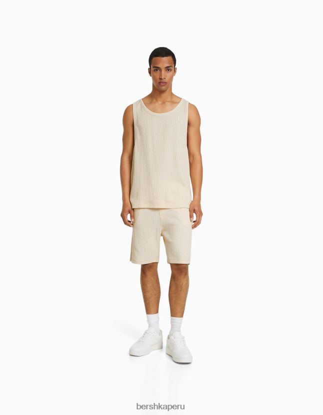 blanquecino Bershka hombres camiseta sin mangas estilo constructor 806J6B2838