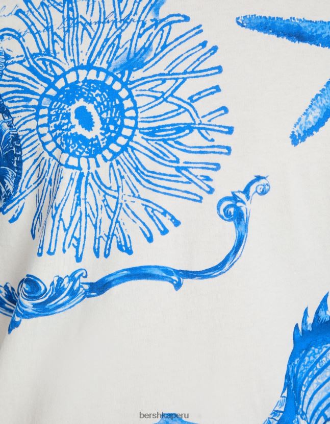 blanquecino Bershka hombres playera de manga corta con estampado boxy fit 806J6B2696