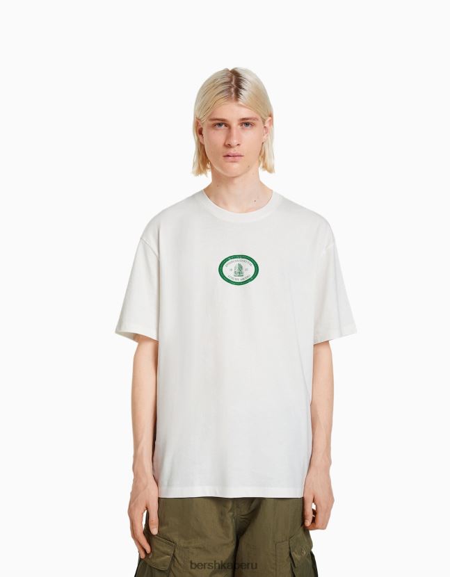 blanquecino Bershka hombres playera de manga corta con estampado boxy fit 806J6B2777