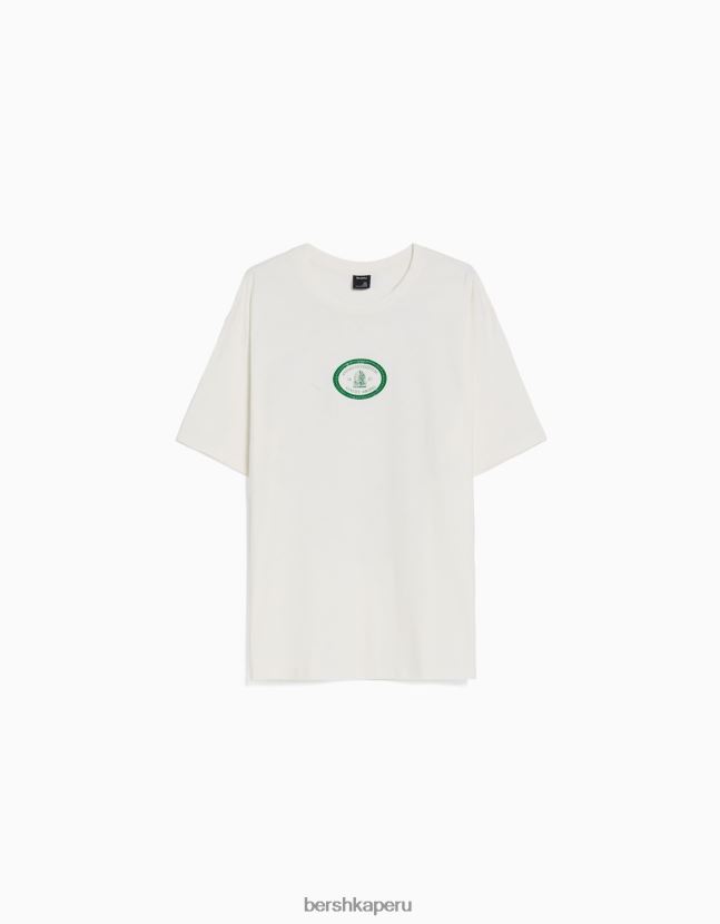 blanquecino Bershka hombres playera de manga corta con estampado boxy fit 806J6B2777