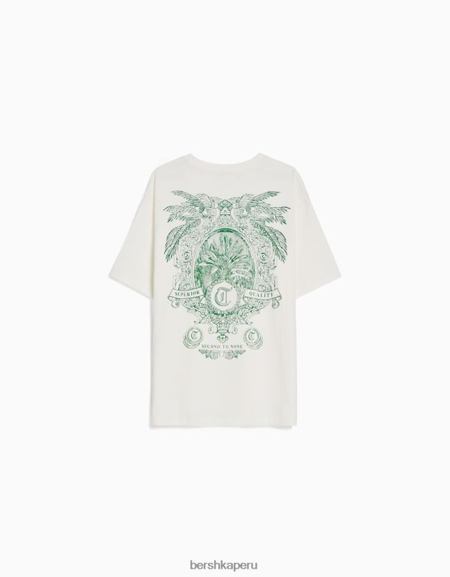 blanquecino Bershka hombres playera de manga corta con estampado boxy fit 806J6B2777