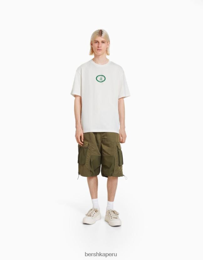 blanquecino Bershka hombres playera de manga corta con estampado boxy fit 806J6B2778