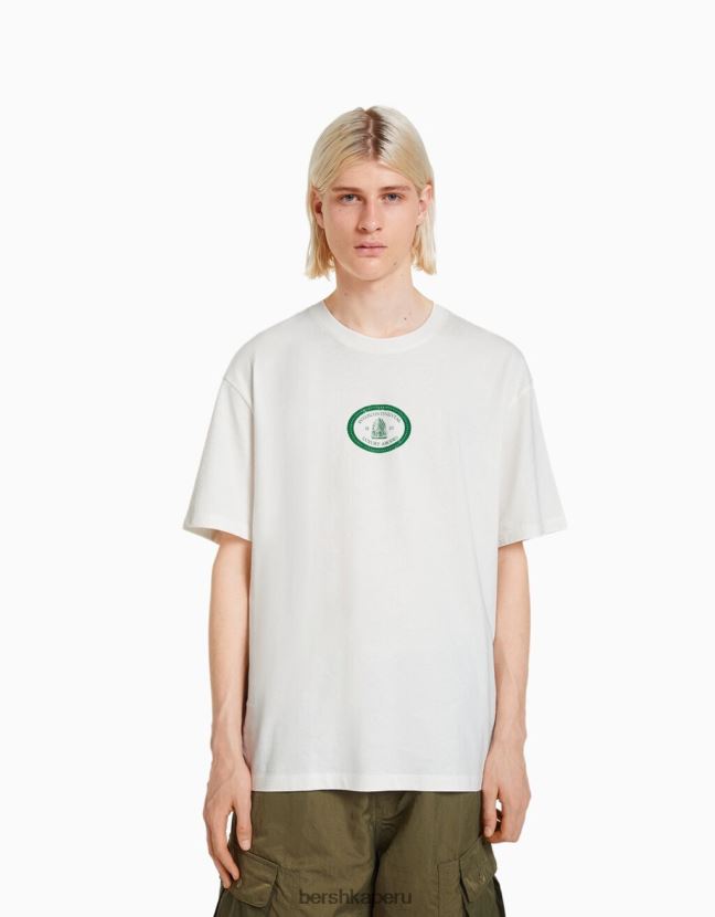 blanquecino Bershka hombres playera de manga corta con estampado boxy fit 806J6B2778