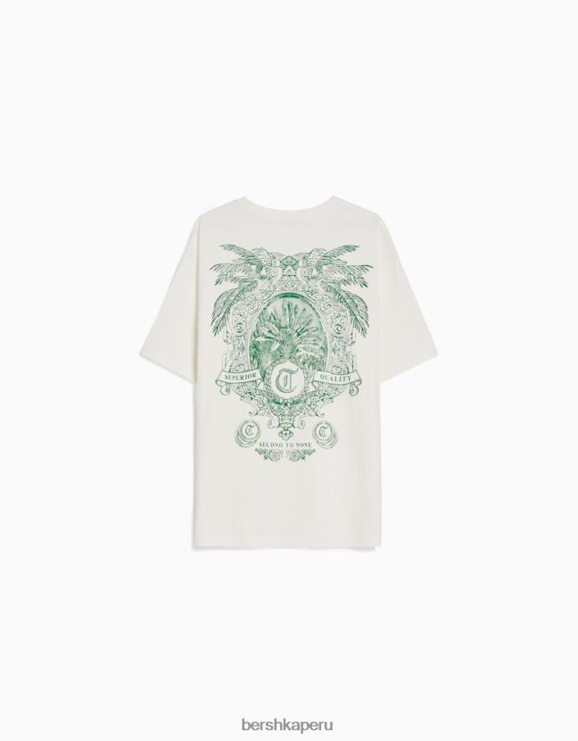 blanquecino Bershka hombres playera de manga corta con estampado boxy fit 806J6B2778