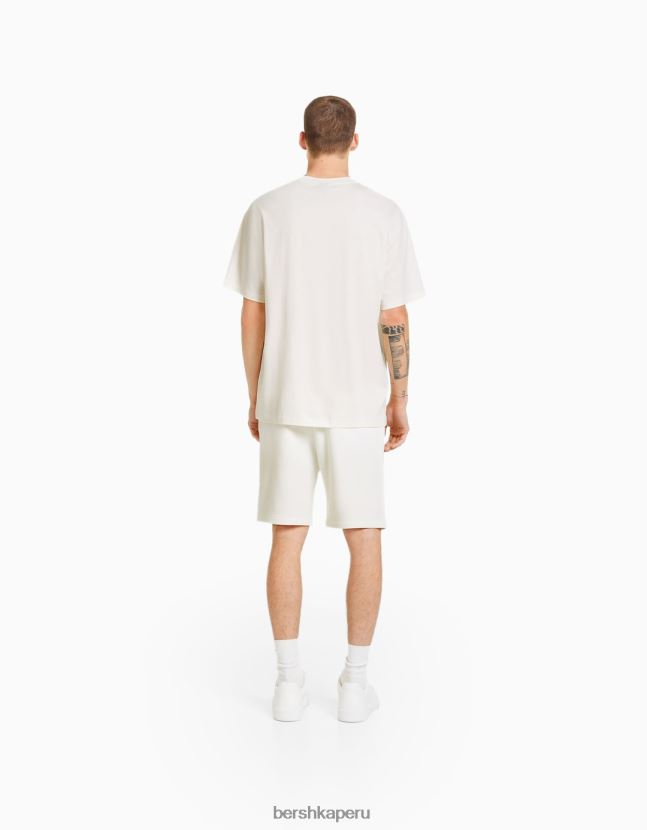 blanquecino Bershka hombres playera de manga corta con estampado boxy fit 806J6B2789