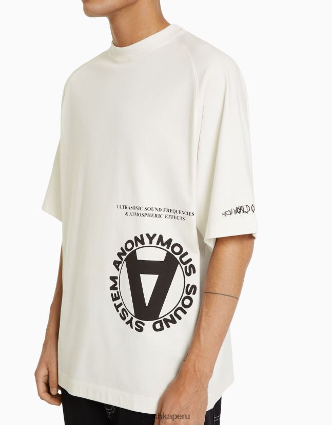 blanquecino Bershka hombres playera oversize de manga corta estampada 806J6B2633