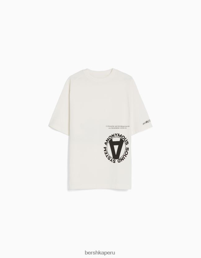 blanquecino Bershka hombres playera oversize de manga corta estampada 806J6B2633