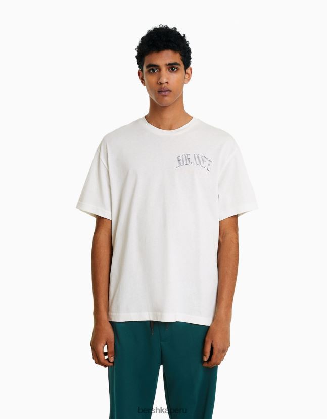 blanquecino Bershka hombres playera oversize de manga corta estampada 806J6B2831
