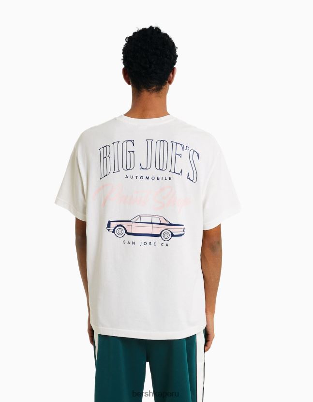 blanquecino Bershka hombres playera oversize de manga corta estampada 806J6B2831
