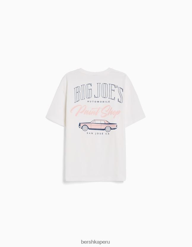 blanquecino Bershka hombres playera oversize de manga corta estampada 806J6B2831
