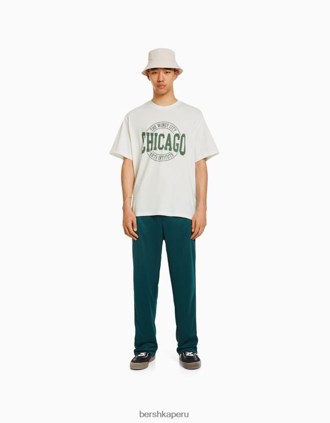 blanquecino Bershka hombres playera universitaria de manga corta retro deportiva boxy-fit 806J6B2785
