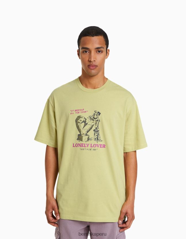 cal Bershka hombres playera de manga corta con estampado boxy fit 806J6B2815