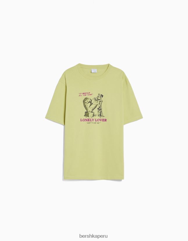 cal Bershka hombres playera de manga corta con estampado boxy fit 806J6B2815