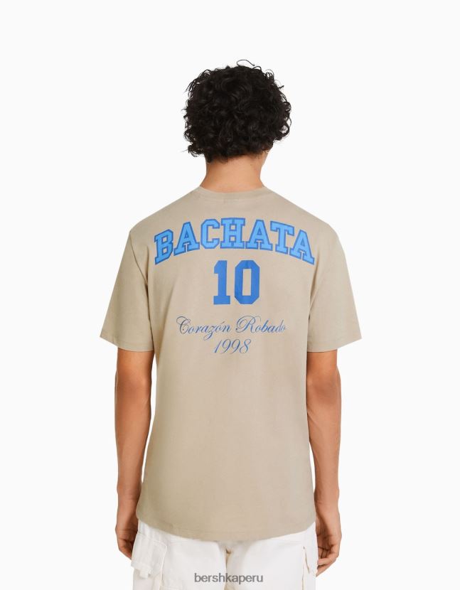 camello Bershka hombres camiseta estampada de manga corta con corte holgado 806J6B2807