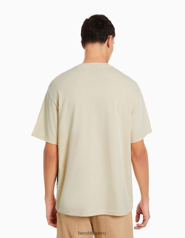 camello Bershka hombres playera de manga corta con estampado boxy fit 806J6B2615