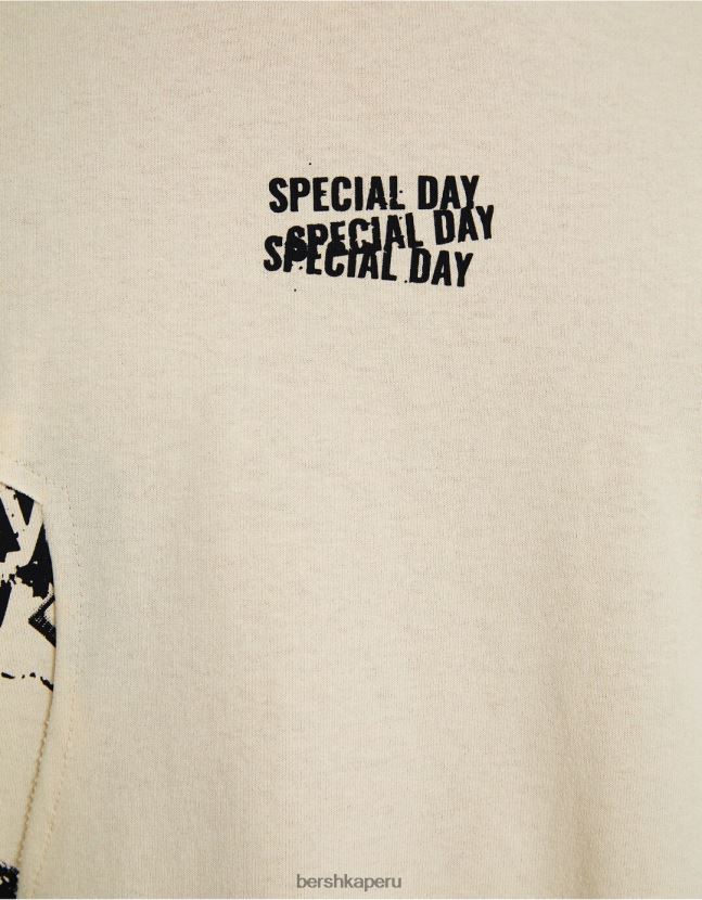 camello Bershka hombres playera de manga corta con estampado boxy fit 806J6B2615