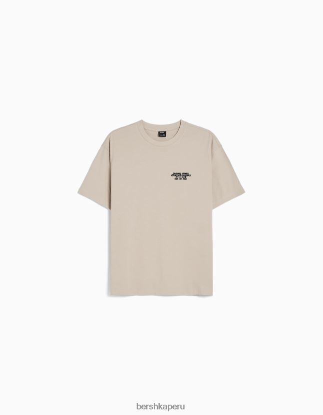 camello Bershka hombres playera de manga corta con estampado boxy fit 806J6B2655
